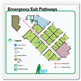 Evacuation route sign emergency exit pathway sign