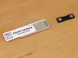 Silver name tags, 1"x3" print your own reusable name tags gold badge Silver name tags, 1"x3" print your own reusable name tags gold badge