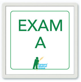 framed exam room sign