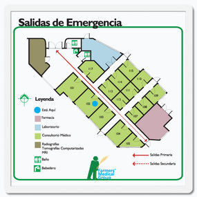Multilingual evacuation route sign